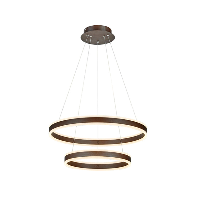 2/3 Tiered LED Chandelier Simplicity Acrylic Living Room Circle Ceiling Suspension Lamp in Coffee Clearhalo 'Ceiling Lights' 'Chandeliers' 'Modern Chandeliers' 'Modern' Lighting' 1970173
