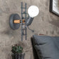 Grey/White and Wood Ladder Man Wall Sconce Cartoon 1-Bulb Metallic Wall Mounted Light Fixture Grey Clearhalo 'Wall Lamps & Sconces' 'Wall Lights' Lighting' 1970278
