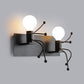 Small Man Metal Wall Sconce Light Art Deco 1/2-Bulb White Wall Mount Light for Kids Room Clearhalo 'Wall Lamps & Sconces' 'Wall Lights' Lighting' 1970294