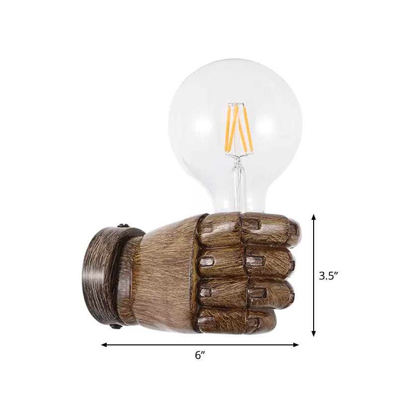 Light Wood Left/Right Fist Wall Light Nordic 1-Bulb Resin Wall Sconce Light for Restaurant Clearhalo 'Wall Lamps & Sconces' 'Wall Lights' Lighting' 1970315