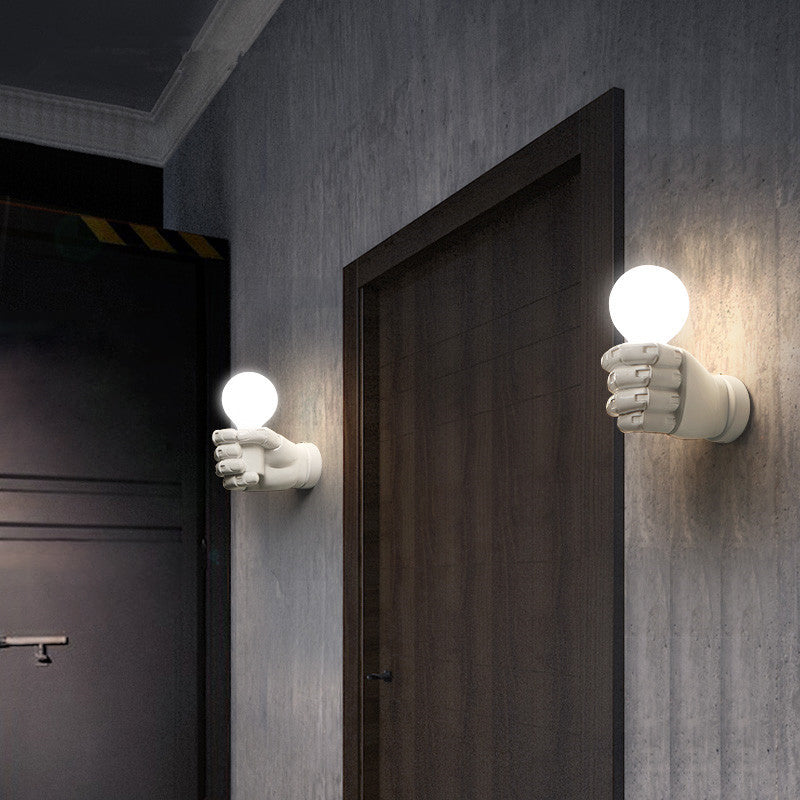 Fist Wall Sconce Art Deco Resin 1-Head White/Black Wall Mounted Light for Office White B Clearhalo 'Wall Lamps & Sconces' 'Wall Lights' Lighting' 1970328