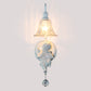 Cream Angel Wall Light Decorative 1-Head Resin Wall Mounted Lamp with Flower Clear Glass Shade and Crystal Orb Clearhalo 'Wall Lamps & Sconces' 'Wall Lights' Lighting' 1970372