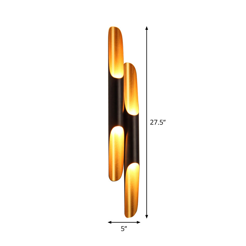 Cylinder Metallic Wall Mounted Light Modern 1/4-Bulb Yellow-Black Wall Sconce for Living Room Clearhalo 'Wall Lamps & Sconces' 'Wall Lights' Lighting' 1970379