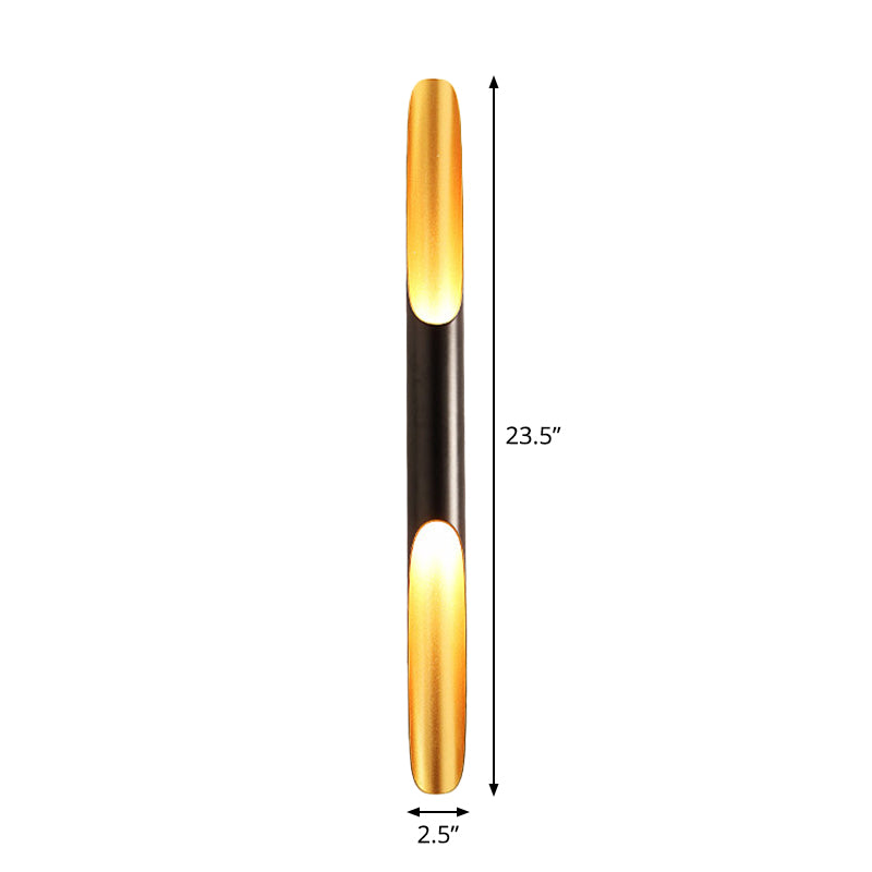 Cylinder Metallic Wall Mounted Light Modern 1/4-Bulb Yellow-Black Wall Sconce for Living Room Clearhalo 'Wall Lamps & Sconces' 'Wall Lights' Lighting' 1970383