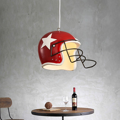 Helmet Pendant Decorative Resin 1-Head Red/White Hanging Ceiling Light for Restaurant Red Clearhalo 'Ceiling Lights' 'Pendant Lights' 'Pendants' Lighting' 1970446_e5acd08c-3b12-4818-b4fc-2da51faa009b