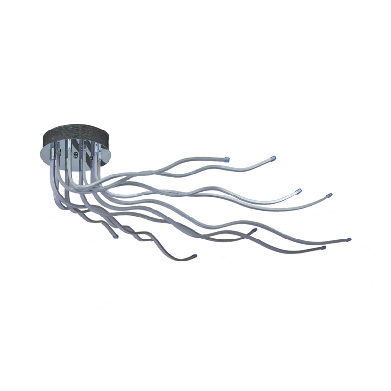 Aluminum Wavy Ceiling Light Fixture Minimalist Chrome LED Semi Flush Mount Lighting in Warm/White Light Clearhalo 'Ceiling Lights' 'Close To Ceiling Lights' 'Close to ceiling' 'Semi-flushmount' Lighting' 1970545
