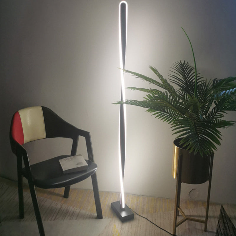 Minimalist LED Floor Lamp Black Bubbling/Wavy/Twisting Standing Floor Light with Acrylic Shade in Warm/White Light Clearhalo 'Floor Lamps' 'Lamps' Lighting' 1970571