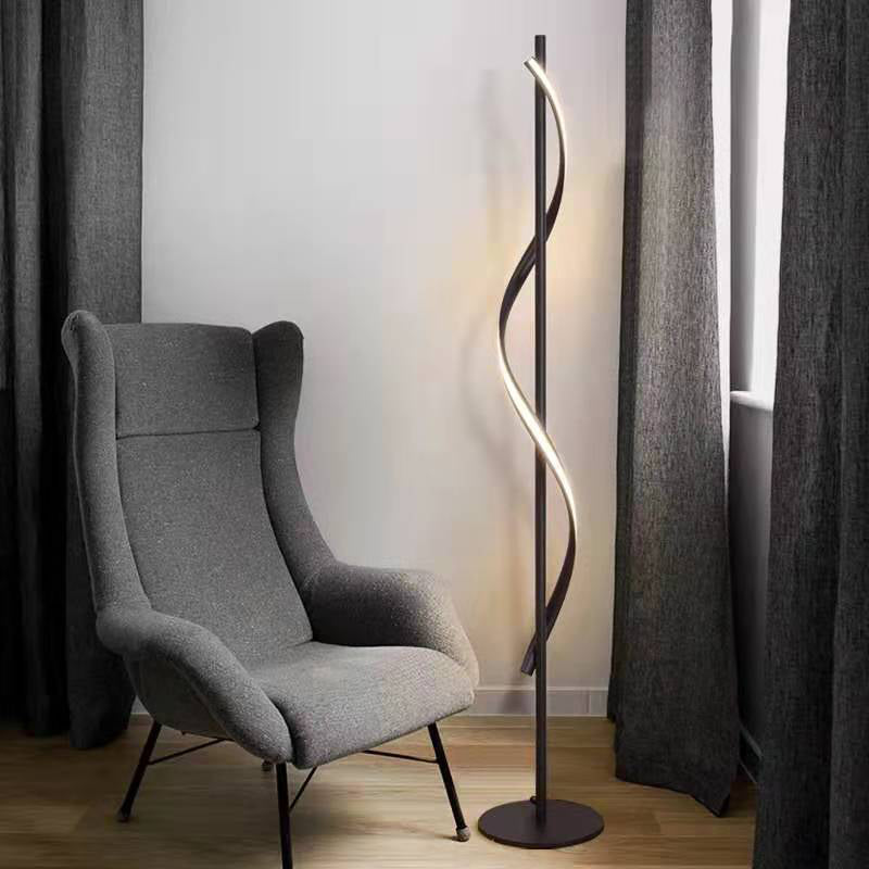 Minimalist LED Floor Lamp Black Bubbling/Wavy/Twisting Standing Floor Light with Acrylic Shade in Warm/White Light Black C Clearhalo 'Floor Lamps' 'Lamps' Lighting' 1970575