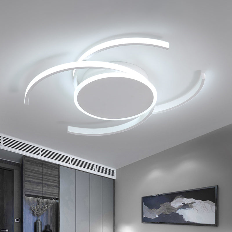 White Dual C Shaped Semi Flush Minimalist 16"/19.5"/23.5" Wide LED Acrylic Close to Ceiling Lamp in Warm/White Light White Clearhalo 'Ceiling Lights' 'Close To Ceiling Lights' 'Close to ceiling' 'Semi-flushmount' Lighting' 1970585