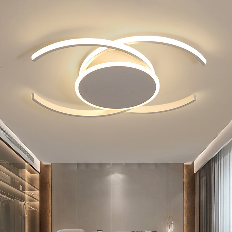 White Dual C Shaped Semi Flush Minimalist 16"/19.5"/23.5" Wide LED Acrylic Close to Ceiling Lamp in Warm/White Light Clearhalo 'Ceiling Lights' 'Close To Ceiling Lights' 'Close to ceiling' 'Semi-flushmount' Lighting' 1970586