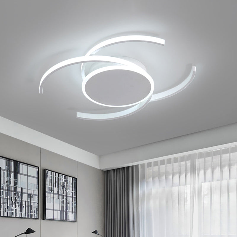 White Dual C Shaped Semi Flush Minimalist 16"/19.5"/23.5" Wide LED Acrylic Close to Ceiling Lamp in Warm/White Light Clearhalo 'Ceiling Lights' 'Close To Ceiling Lights' 'Close to ceiling' 'Semi-flushmount' Lighting' 1970587