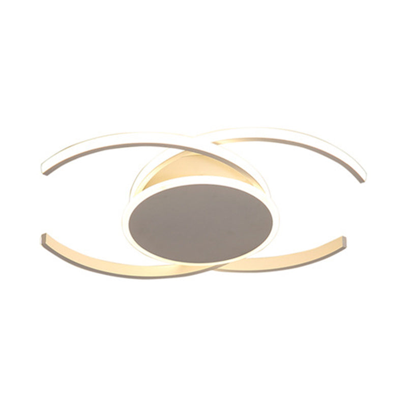 White Dual C Shaped Semi Flush Minimalist 16"/19.5"/23.5" Wide LED Acrylic Close to Ceiling Lamp in Warm/White Light Clearhalo 'Ceiling Lights' 'Close To Ceiling Lights' 'Close to ceiling' 'Semi-flushmount' Lighting' 1970588