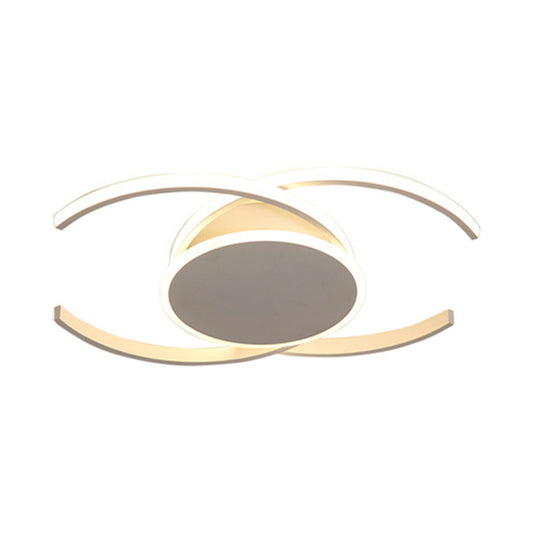 White Dual C Shaped Semi Flush Minimalist 16"/19.5"/23.5" Wide LED Acrylic Close to Ceiling Lamp in Warm/White Light Clearhalo 'Ceiling Lights' 'Close To Ceiling Lights' 'Close to ceiling' 'Semi-flushmount' Lighting' 1970588