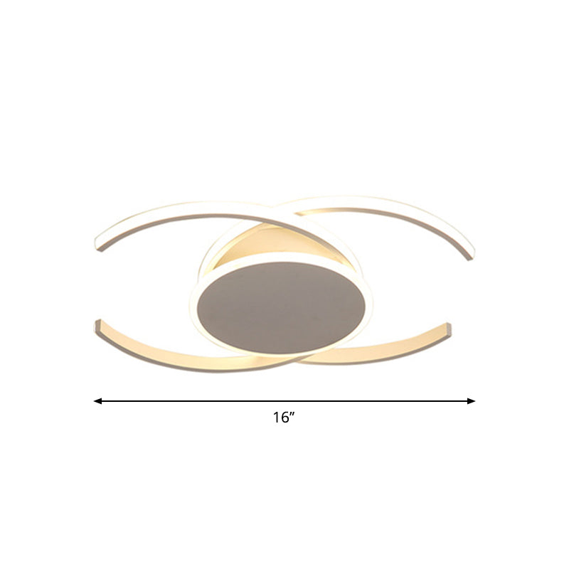 White Dual C Shaped Semi Flush Minimalist 16"/19.5"/23.5" Wide LED Acrylic Close to Ceiling Lamp in Warm/White Light Clearhalo 'Ceiling Lights' 'Close To Ceiling Lights' 'Close to ceiling' 'Semi-flushmount' Lighting' 1970589