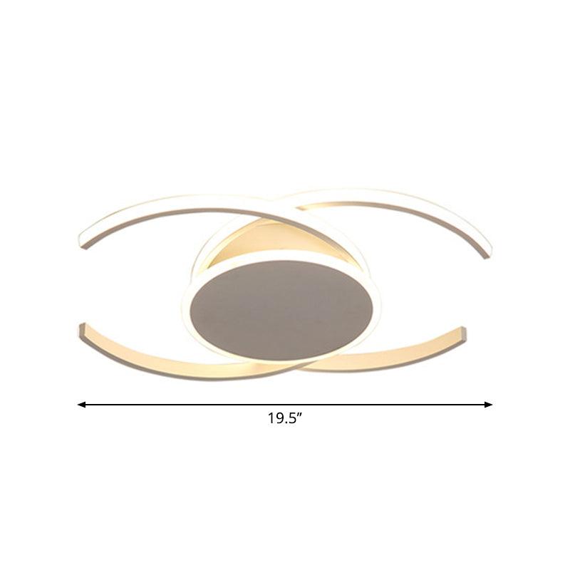 White Dual C Shaped Semi Flush Minimalist 16"/19.5"/23.5" Wide LED Acrylic Close to Ceiling Lamp in Warm/White Light Clearhalo 'Ceiling Lights' 'Close To Ceiling Lights' 'Close to ceiling' 'Semi-flushmount' Lighting' 1970590