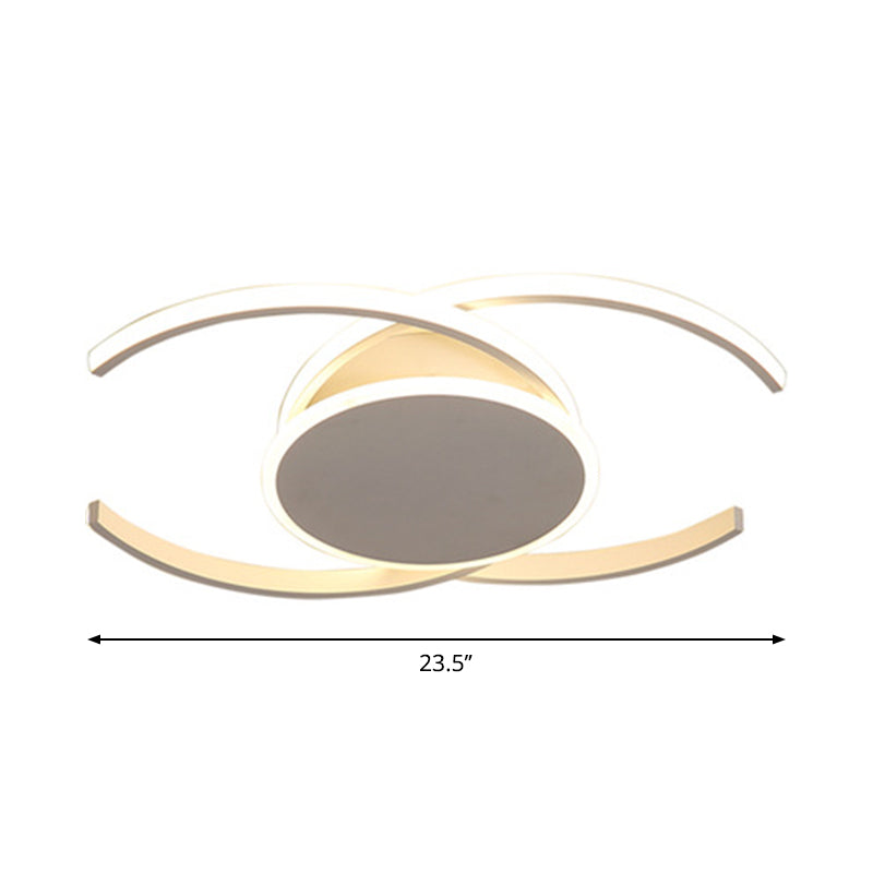 White Dual C Shaped Semi Flush Minimalist 16"/19.5"/23.5" Wide LED Acrylic Close to Ceiling Lamp in Warm/White Light Clearhalo 'Ceiling Lights' 'Close To Ceiling Lights' 'Close to ceiling' 'Semi-flushmount' Lighting' 1970591