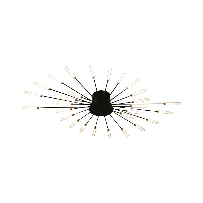Black/Gold Burst Ceiling Light Fixture Contemporary 12/18/28 Lights Acrylic LED Semi Flush Mounted Lamp for Bedroom Clearhalo 'Ceiling Lights' 'Close To Ceiling Lights' 'Close to ceiling' 'Semi-flushmount' Lighting' 1970609