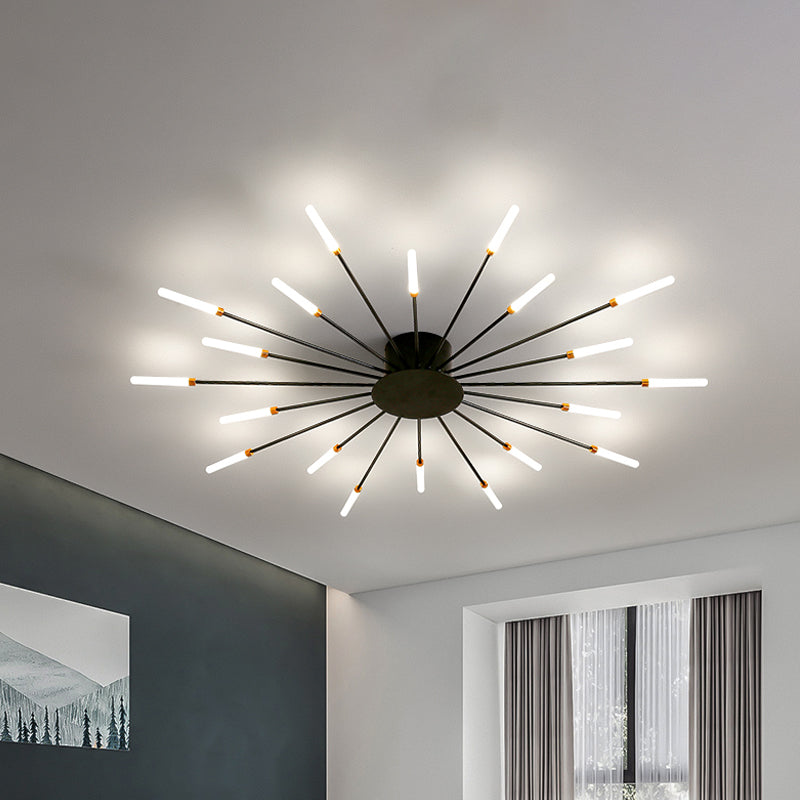Black/Gold Burst Ceiling Light Fixture Contemporary 12/18/28 Lights Acrylic LED Semi Flush Mounted Lamp for Bedroom Clearhalo 'Ceiling Lights' 'Close To Ceiling Lights' 'Close to ceiling' 'Semi-flushmount' Lighting' 1970611