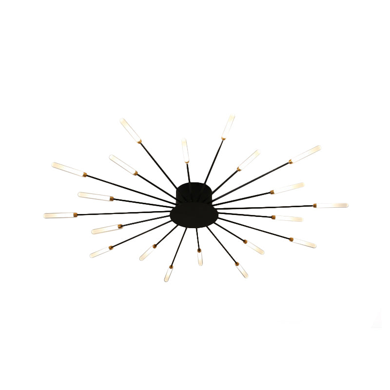 Black/Gold Burst Ceiling Light Fixture Contemporary 12/18/28 Lights Acrylic LED Semi Flush Mounted Lamp for Bedroom Clearhalo 'Ceiling Lights' 'Close To Ceiling Lights' 'Close to ceiling' 'Semi-flushmount' Lighting' 1970612