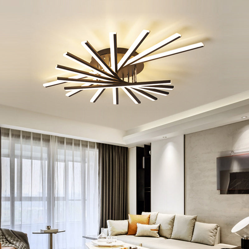 Spiral Design Stick LED Ceiling Lamp Modern Metallic 5/9-Light Black/White LED Semi Flush Light in Warm/White Light Clearhalo 'Ceiling Lights' 'Close To Ceiling Lights' 'Close to ceiling' 'Semi-flushmount' Lighting' 1970645