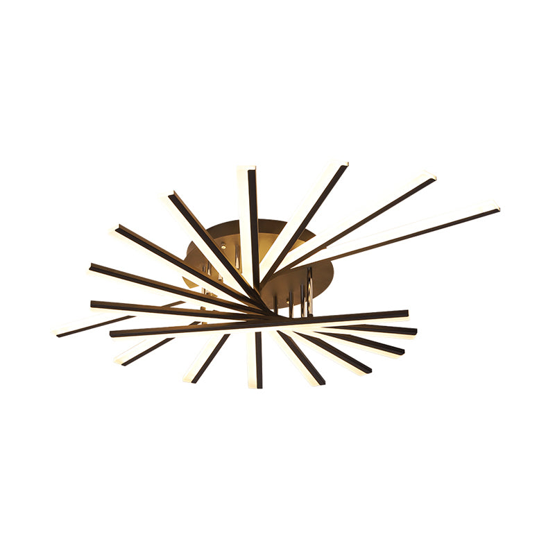 Spiral Design Stick LED Ceiling Lamp Modern Metallic 5/9-Light Black/White LED Semi Flush Light in Warm/White Light Clearhalo 'Ceiling Lights' 'Close To Ceiling Lights' 'Close to ceiling' 'Semi-flushmount' Lighting' 1970647