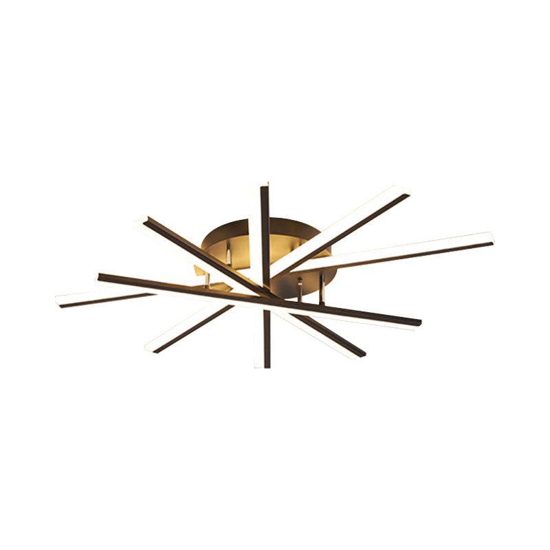 Spiral Design Stick LED Ceiling Lamp Modern Metallic 5/9-Light Black/White LED Semi Flush Light in Warm/White Light Clearhalo 'Ceiling Lights' 'Close To Ceiling Lights' 'Close to ceiling' 'Semi-flushmount' Lighting' 1970653
