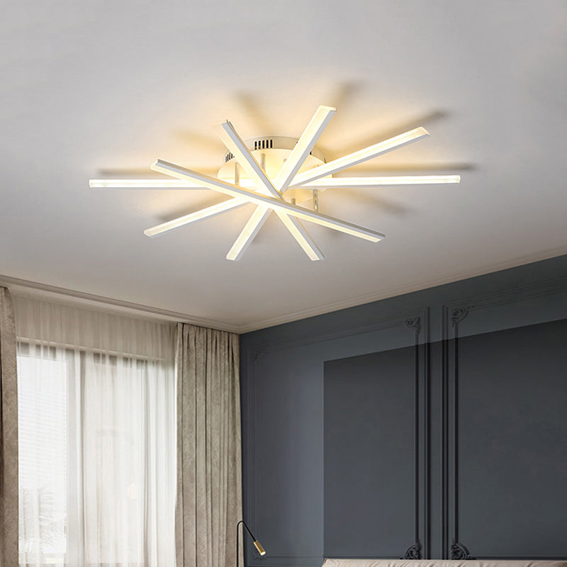 Spiral Design Stick LED Ceiling Lamp Modern Metallic 5/9-Light Black/White LED Semi Flush Light in Warm/White Light 5 White Clearhalo 'Ceiling Lights' 'Close To Ceiling Lights' 'Close to ceiling' 'Semi-flushmount' Lighting' 1970655