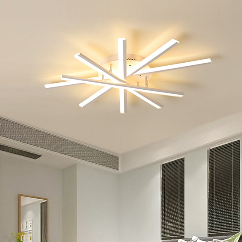 Spiral Design Stick LED Ceiling Lamp Modern Metallic 5/9-Light Black/White LED Semi Flush Light in Warm/White Light Clearhalo 'Ceiling Lights' 'Close To Ceiling Lights' 'Close to ceiling' 'Semi-flushmount' Lighting' 1970656