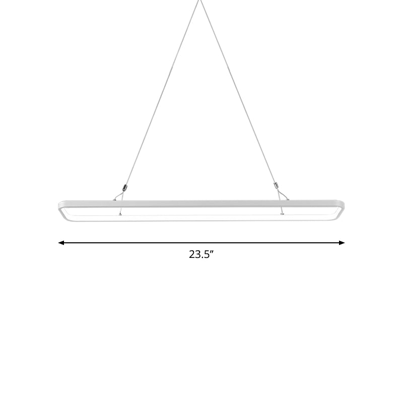 23.5"/39"/47" L Dining Room LED Pendant Light Minimalistic White Island Lamp with Rectangle Acrylic Shade, Warm/White Light Clearhalo 'Ceiling Lights' 'Island Lights' Lighting' 1970667