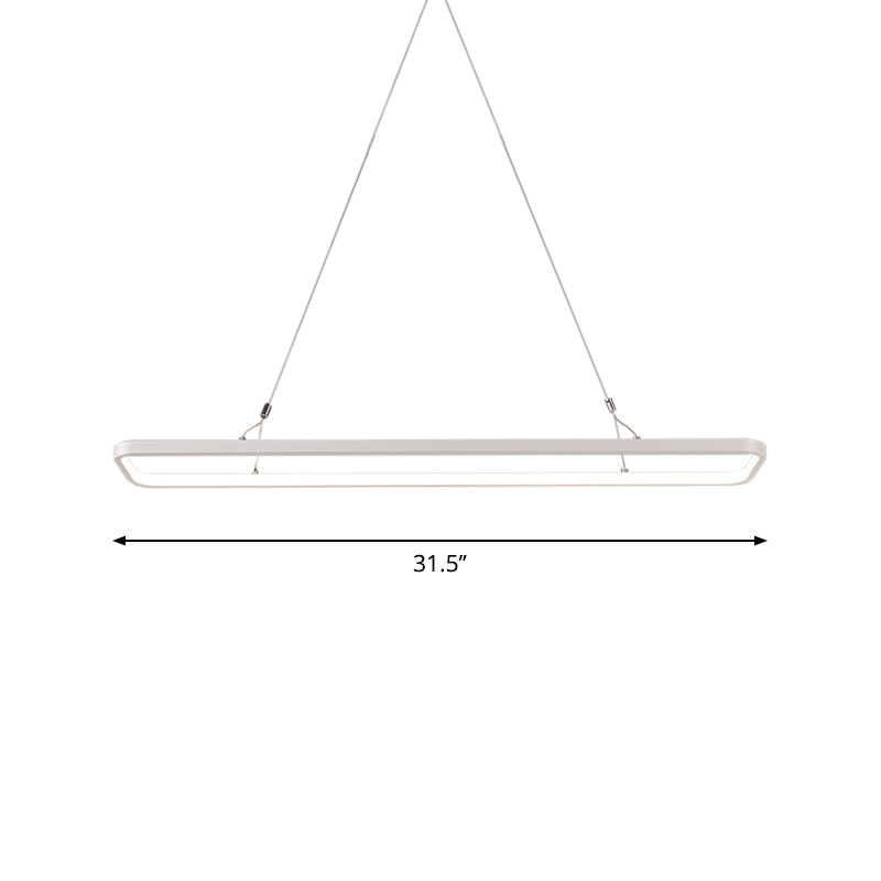 23.5"/39"/47" L Dining Room LED Pendant Light Minimalistic White Island Lamp with Rectangle Acrylic Shade, Warm/White Light Clearhalo 'Ceiling Lights' 'Island Lights' Lighting' 1970668