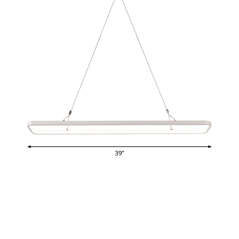 23.5"/39"/47" L Dining Room LED Pendant Light Minimalistic White Island Lamp with Rectangle Acrylic Shade, Warm/White Light Clearhalo 'Ceiling Lights' 'Island Lights' Lighting' 1970669