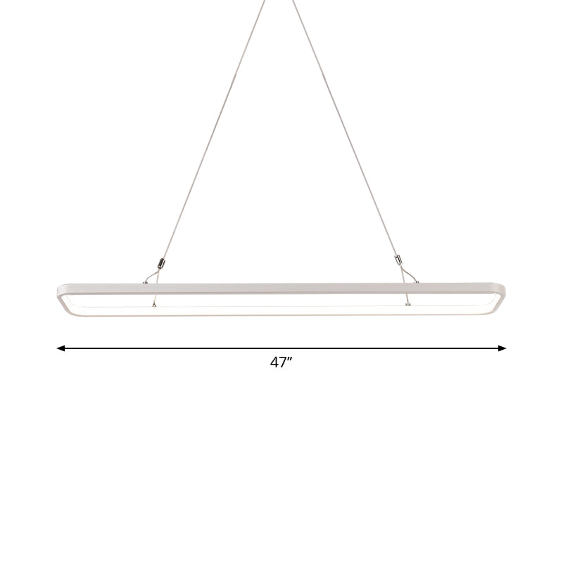 23.5"/39"/47" L Dining Room LED Pendant Light Minimalistic White Island Lamp with Rectangle Acrylic Shade, Warm/White Light Clearhalo 'Ceiling Lights' 'Island Lights' Lighting' 1970670