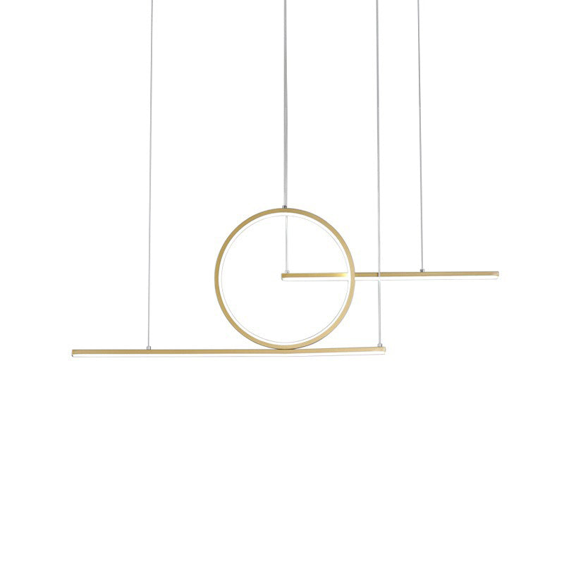 Modern Geometric Line Art LED Pendant Metal Kitchen Landscape Hanging Island Light in Black/Gold, Warm/White Light Clearhalo 'Ceiling Lights' 'Island Lights' Lighting' 1970704