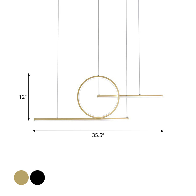 Modern Geometric Line Art LED Pendant Metal Kitchen Landscape Hanging Island Light in Black/Gold, Warm/White Light Clearhalo 'Ceiling Lights' 'Island Lights' Lighting' 1970705