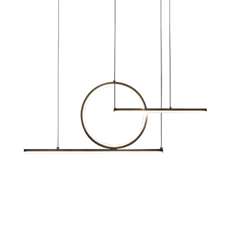 Modern Geometric Line Art LED Pendant Metal Kitchen Landscape Hanging Island Light in Black/Gold, Warm/White Light Clearhalo 'Ceiling Lights' 'Island Lights' Lighting' 1970708