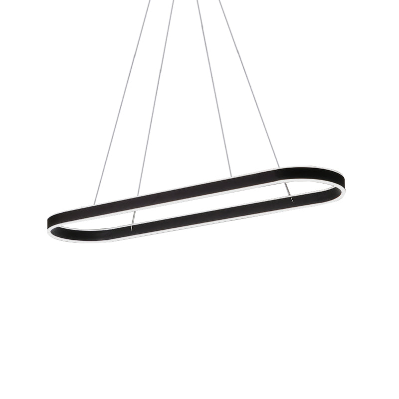 Simplicity Ellipse LED Island Pendant Acrylic Living Room Hanging Ceiling Light in Black/White/Gold, 31.5"/39"/47" Width Clearhalo 'Ceiling Lights' 'Island Lights' Lighting' 1970717