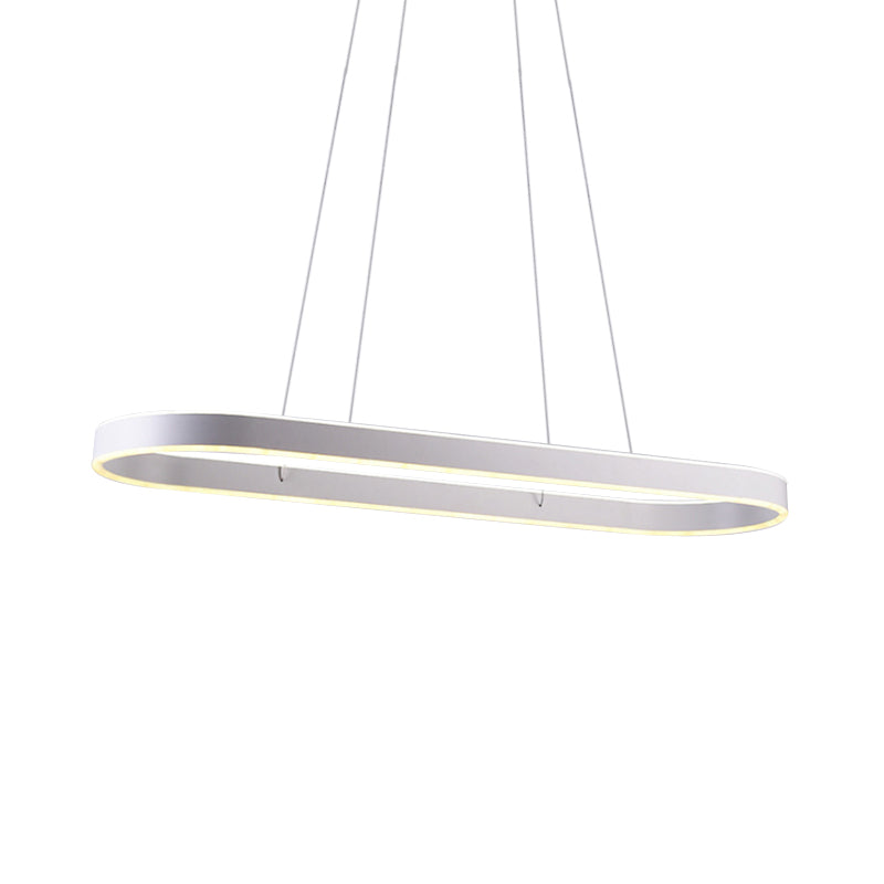 Simplicity Ellipse LED Island Pendant Acrylic Living Room Hanging Ceiling Light in Black/White/Gold, 31.5"/39"/47" Width Clearhalo 'Ceiling Lights' 'Island Lights' Lighting' 1970721