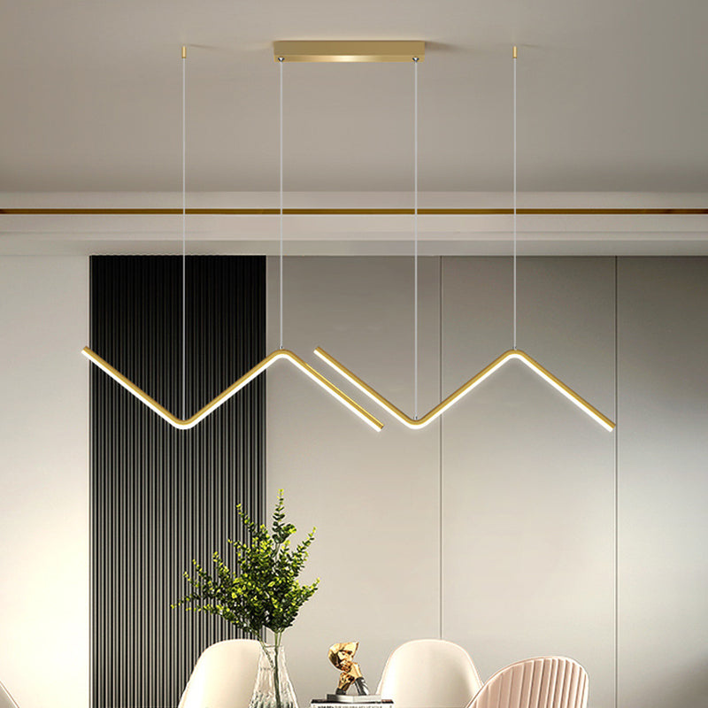 Zigzag Pendant Light Fixture Minimalism Aluminum Dining Room LED Ceiling Light in Black/Gold Clearhalo 'Ceiling Lights' 'Modern Pendants' 'Modern' 'Pendant Lights' 'Pendants' Lighting' 1970723