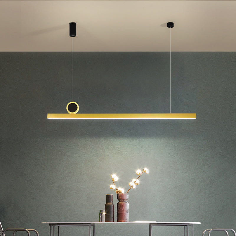 Stylish Minimalist Bar Shaped Pendant Metallic Dining Room LED Island Light Fixture in Gold, 39"/47" Wide Clearhalo 'Ceiling Lights' 'Island Lights' Lighting' 1970732