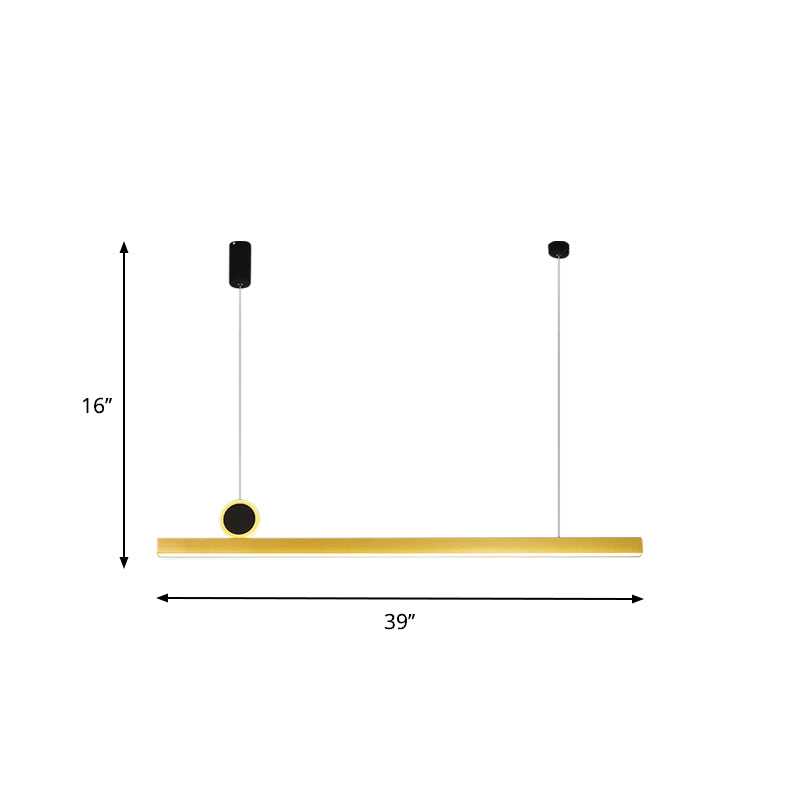 Stylish Minimalist Bar Shaped Pendant Metallic Dining Room LED Island Light Fixture in Gold, 39"/47" Wide Clearhalo 'Ceiling Lights' 'Island Lights' Lighting' 1970735