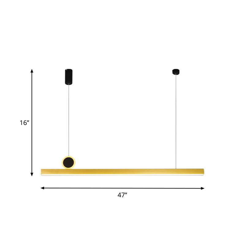 Stylish Minimalist Bar Shaped Pendant Metallic Dining Room LED Island Light Fixture in Gold, 39"/47" Wide Clearhalo 'Ceiling Lights' 'Island Lights' Lighting' 1970736