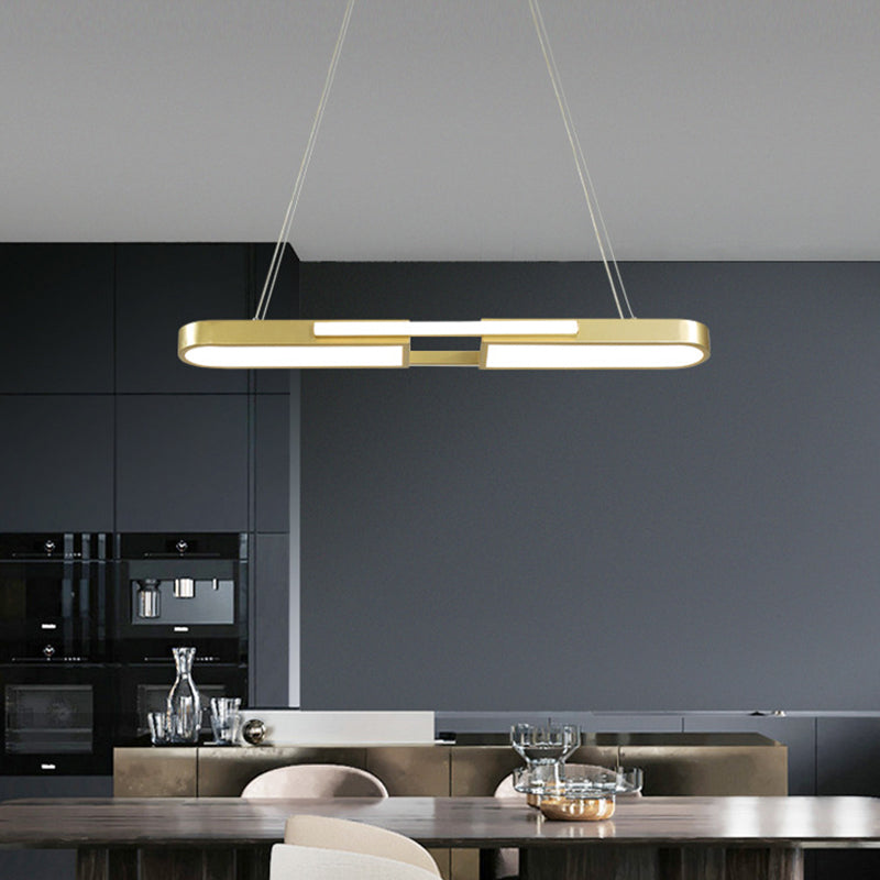 Oblong Acrylic Pendant Light Kit Simple Style Black/Gold LED Island Lamp in Warm/White Light for Dining Room Gold Clearhalo 'Ceiling Lights' 'Island Lights' Lighting' 1970737