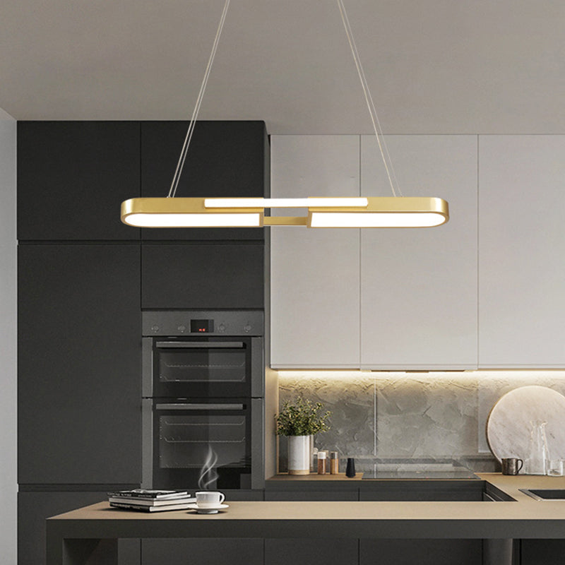 Oblong Acrylic Pendant Light Kit Simple Style Black/Gold LED Island Lamp in Warm/White Light for Dining Room Clearhalo 'Ceiling Lights' 'Island Lights' Lighting' 1970738