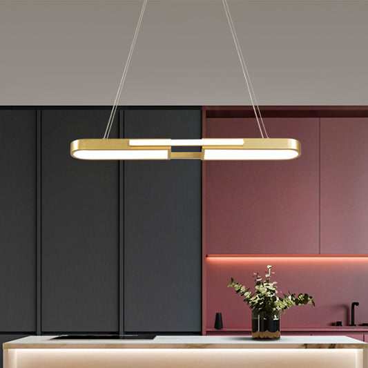 Oblong Acrylic Pendant Light Kit Simple Style Black/Gold LED Island Lamp in Warm/White Light for Dining Room Clearhalo 'Ceiling Lights' 'Island Lights' Lighting' 1970739