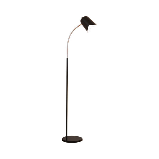 Simple Black Floor Lamp with Gooseneck Bell Shade 1 Head Metal LED Floor Light for Living Room Clearhalo 'Floor Lamps' 'Lamps' Lighting' 197073
