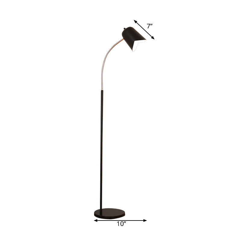 Simple Black Floor Lamp with Gooseneck Bell Shade 1 Head Metal LED Floor Light for Living Room Clearhalo 'Floor Lamps' 'Lamps' Lighting' 197074