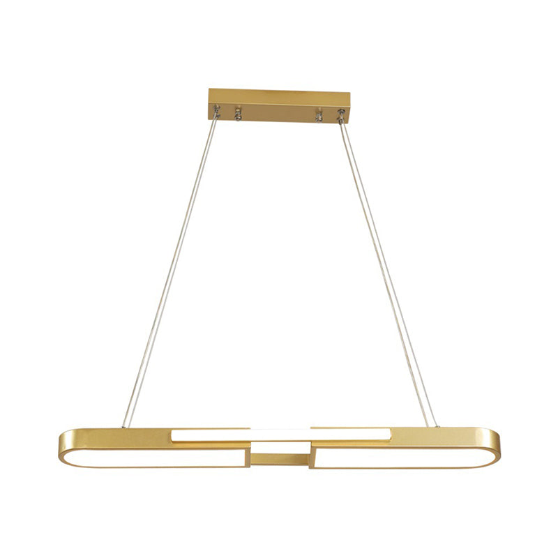 Oblong Acrylic Pendant Light Kit Simple Style Black/Gold LED Island Lamp in Warm/White Light for Dining Room Clearhalo 'Ceiling Lights' 'Island Lights' Lighting' 1970740