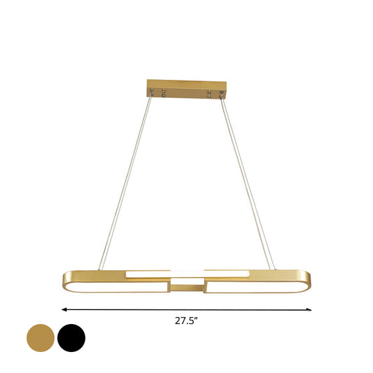 Oblong Acrylic Pendant Light Kit Simple Style Black/Gold LED Island Lamp in Warm/White Light for Dining Room Clearhalo 'Ceiling Lights' 'Island Lights' Lighting' 1970741