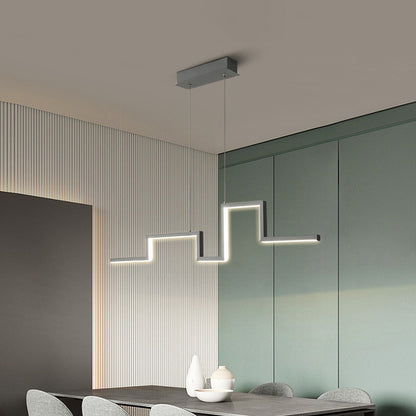 31.5"/39" W Linear Kitchen Island Lighting Metal Minimalistic LED Hanging Pendant in Black/Grey, Warm/White Light Grey Clearhalo 'Ceiling Lights' 'Island Lights' Lighting' 1970745