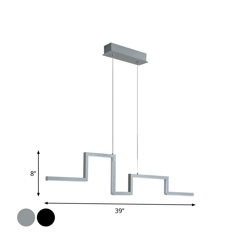 31.5"/39" W Linear Kitchen Island Lighting Metal Minimalistic LED Hanging Pendant in Black/Grey, Warm/White Light Clearhalo 'Ceiling Lights' 'Island Lights' Lighting' 1970750